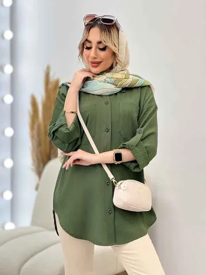 شومیز کراش دو جیب جلو دکمه