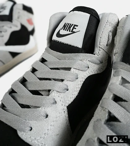 کفش کتانی مردانه و زنانه ساق‌دار طوسی مشکی سفید NIKE travis scott