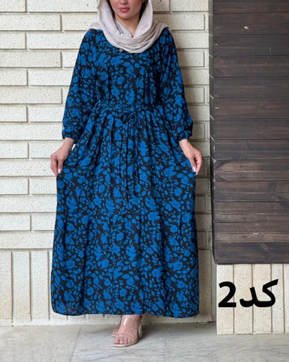 پیراهن نخی طرح گل‌دار #7057