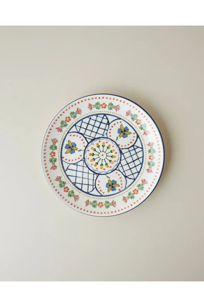 بشقاب کیک English Home مدل Harmony Talavera - سفید - سرمه‌ای