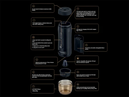 دستگاه قهوه ساز شارژی قابل حمل لپرسو Lepresso MNT0100 LPPESSM