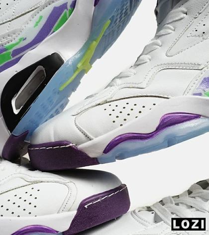 کفش کتانی ساق‌دار مردانه سفید سبز بنفش Nike air jordan 6
