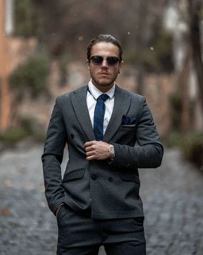 ست دو تیکه کت شلوار دبل برست مدل 340 کد 104