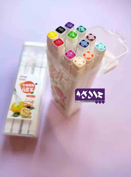 ماژیک نقاشی و طراحی دو سر 12 رنگ حرفه‌ای