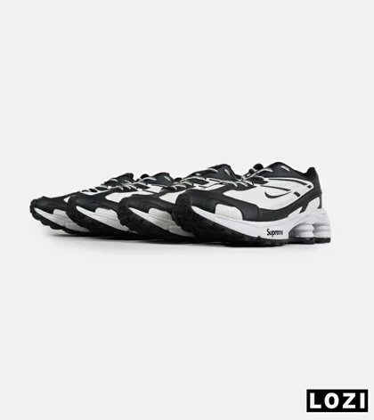 کفش کتانی مردانه سفید مشکی نایک NIKE x SUPREME shox ride 2