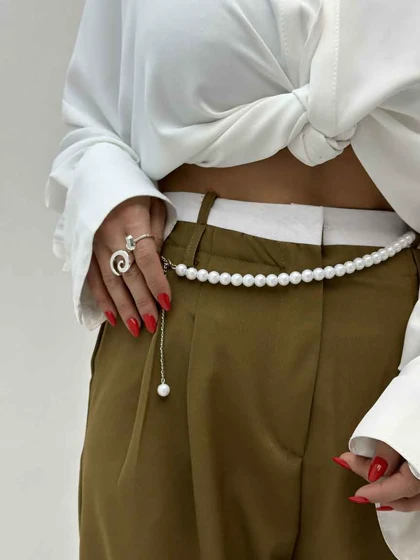 شلوار پارچه ای مرواریدی