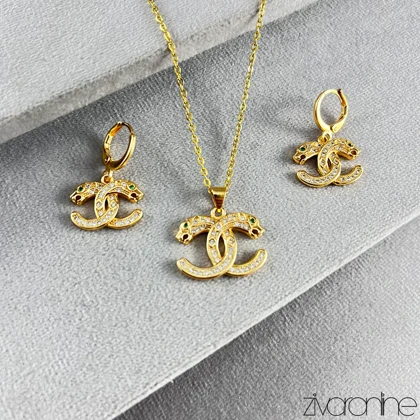 نیم ست دو ببر تمام نگین 10164