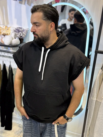 وست هودی مشکی پاییزه دورس سه نخ مردانه استایل لش باکسی کیفیت استثنایی