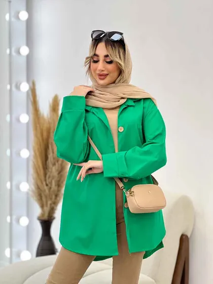 مانتو دو جیب دکمه چوبی