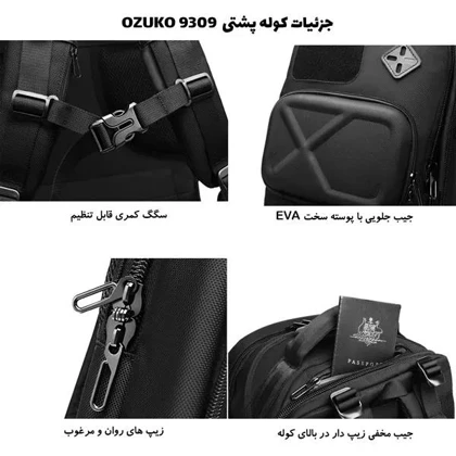 کیف کوله پشتی مسافرتی اورجینال اوزوکو OZUKO 9309L
