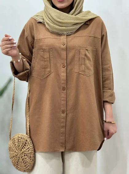 مانتو کتان کاغذی هونیا