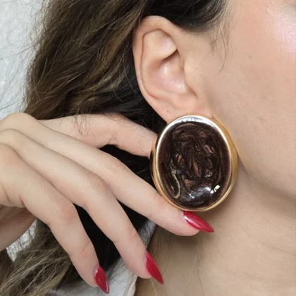 گوشواره بیضی شکلاتی