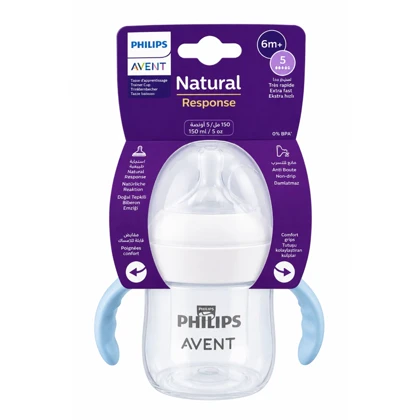 شیشه شیر دسته دار 150 میل 5قطره طلقی اونت Avent