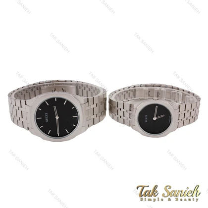 ساعت ست گوچی 25H استیل صفحه مشکی Gucci-5737-S