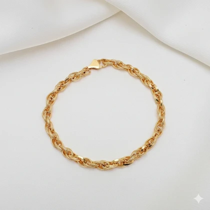 دستبند برند شین مدل «جلوه زرین» | با آبکاری طلای 24 عیار و بافت برجسته