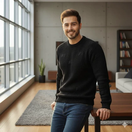 پلیور زاپ‌دار مشکی مردانه مدلDeta