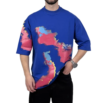 تیشرت آستین کوتاه مردانه آبی دونخ مدل MAP