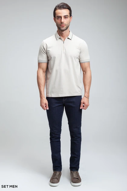 تیشرت یقه دار نیم زیپ