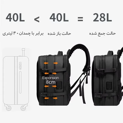 کوله پشتی مسافرتی وکیوم دار پمپ سرخود بنج 3028-1 مشکی