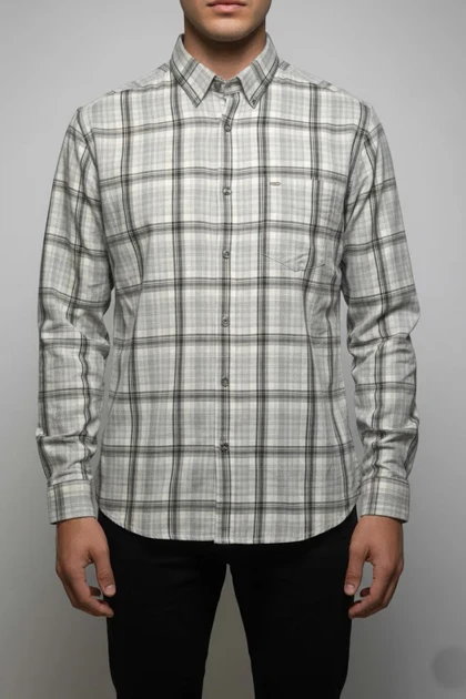 پیراهن مردانه چهارخانه آستین بلند نخ پنبه شیک 418
