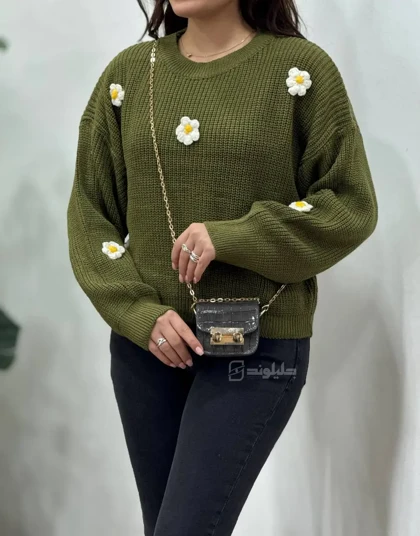 پلیور بافت زنانه گل