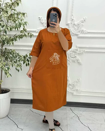 پیراهن رخ لینن گلدوزی 4003