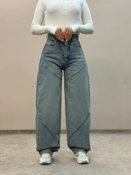 شلوارجین بالونی آبی یخی3866