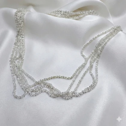 زنجیر استیل نقره‌ای مدل «خاویاری» (بافت پرانعطاف) | درخشان و اقتصادی