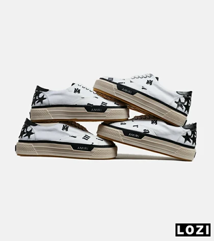 کفش اسنیکرزسفید مشکی Amiri Stars Text مدل 5988