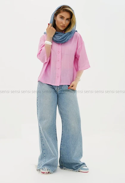 شومیز باکسی شیشه ای کد1005681