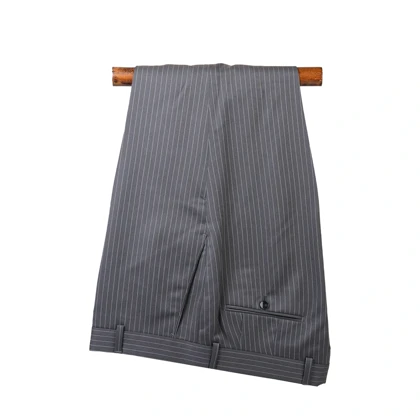 کت و شلوار دو دکمه طوسی راه راه