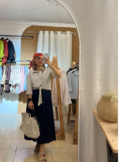 شومیز گره‌ای دخترانه طرح برگ 1007