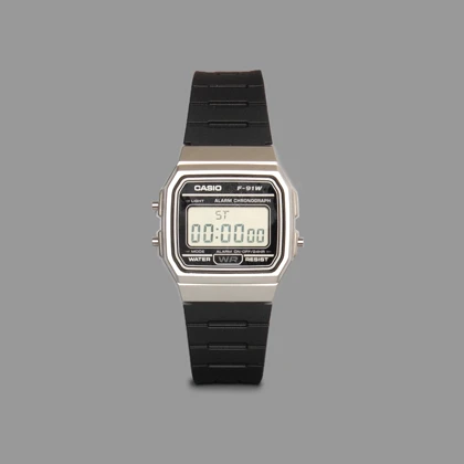 ساعت کاسیو یونیسکس مشکی نقره ای Casio F91-W Unisex Black Silver