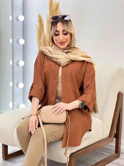 شومیز کراش دو جیب جلو دکمه