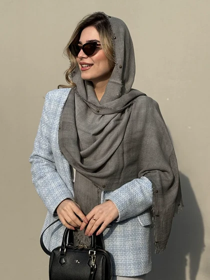 شال نخی حاشیه پرچ دار لارا کد 763