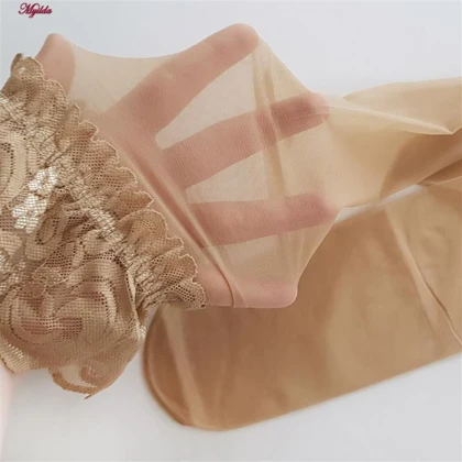 جوراب ساق بلند زنانه مدل شیشه ای کرم کد 4927-4445