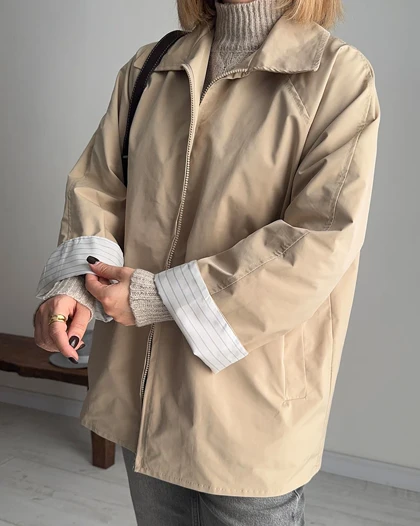 ترنچ کت Fly کرم (قد کوتاه)