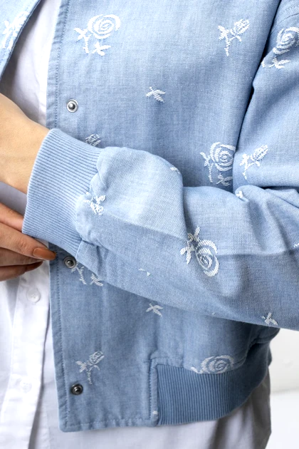 کت کتان ژاکارد گل‌دار زنانه