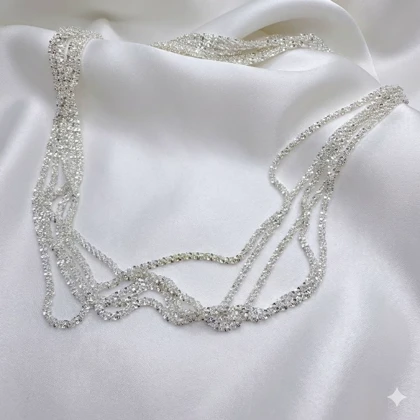 زنجیر استیل نقره‌ای مدل «خاویاری» (بافت پرانعطاف) | درخشان و اقتصادی