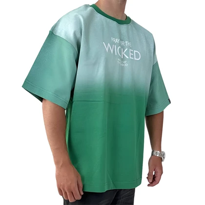 تیشرت آستین کوتاه مردانه سبز دورنگ با طرح "Pary for the wicked"