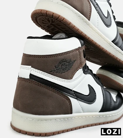 کفش کتانی مردانه و زنانه ساق‌دار مشکی سفید قهوه ای NIKE jordan 1 مدل 7156