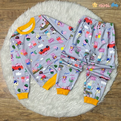 ست بلوز شلوار دخترانه Peppa pig ملانژ 1 تا 7 سال