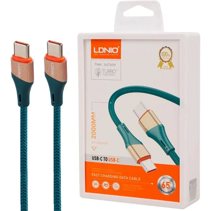 کابل شارژ تایپ سی الدنیو LDNIO مدل LC632c توان 65 وات 2 متر