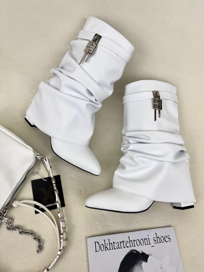 نیم بوت پاشنه‌دار زنانه ژیوانشی چروک GIVENCHY کد 1333 دختر طهرونی