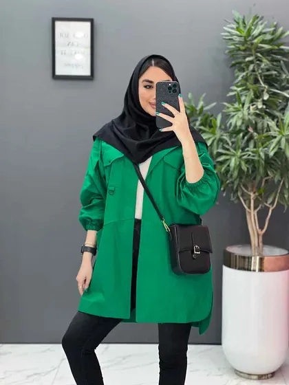 مانتو لینن آستین کش چهار جیب
