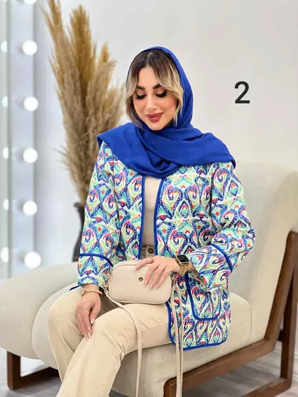 مانتو طرح دار نوار دوزی دو جیب