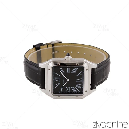 ساعت کارتیه مردانه سانتوس دومونت قاب سیلور صفحه مشکی 105551