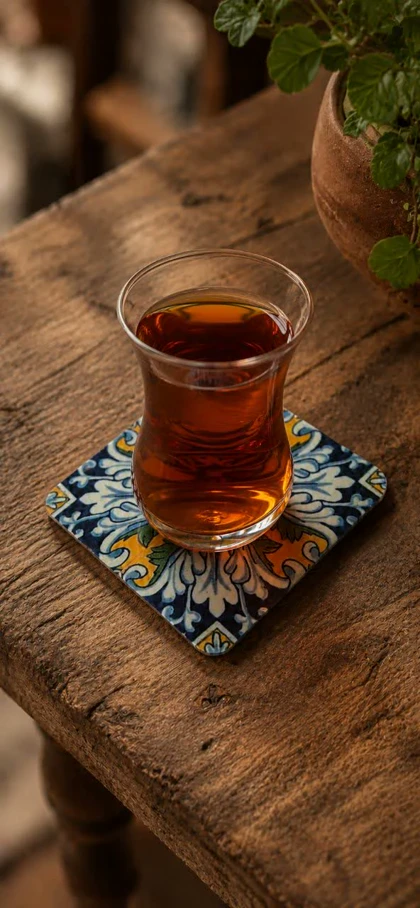 زیرلیوانی چوبی طرح سنتی
