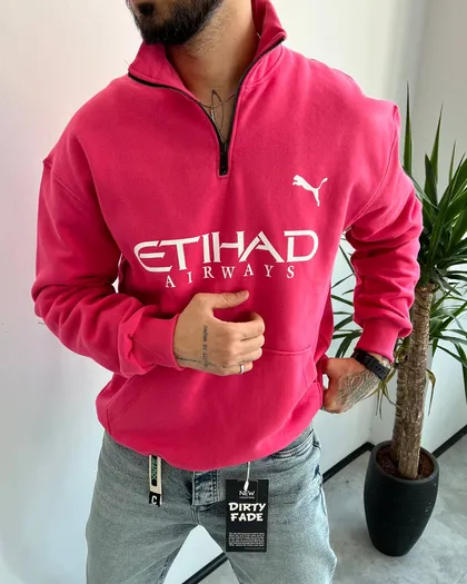 دورس نیم زیپ داخل کرک PUMA ETIHAD رنگ دیپ پینک