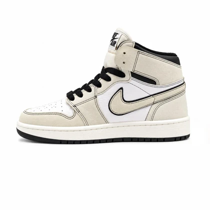 کفش و کتانی زنانه و دخترانه ساق‌دار مدل NIKE JORDAN 1 رنگ کرم مشکی کد 21953